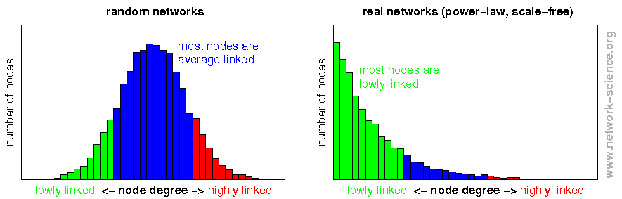 scale-free network - node degree distribution - power law